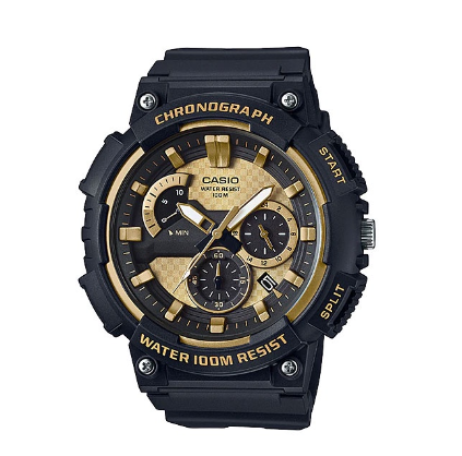 Casio Black Resin Strap Chronograph 100 Meter Watch