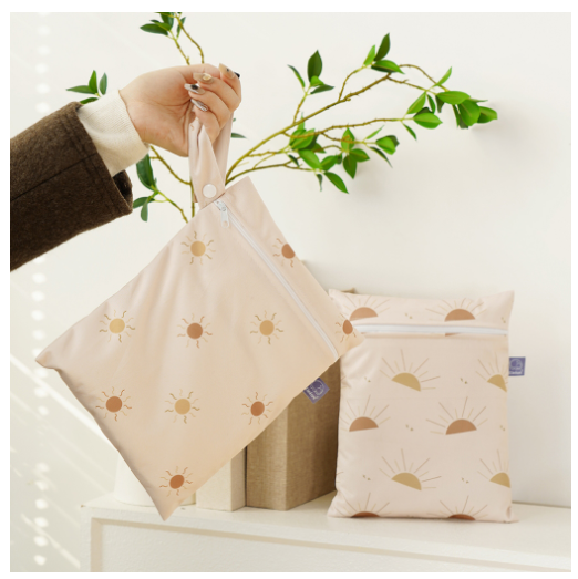 Elinfant 2 Pcs-Set Mini Eco-friendly Portable Waterproof Snack Bag Washable Reusable Baby Diaper Bag D016