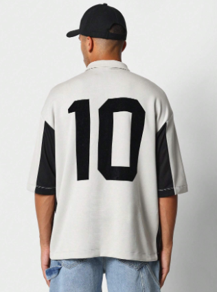 SUMWON Polo Tee With Panel Detail And Back Number Print