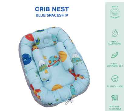 Kozy Blankie Baby Bed Crib Nest - Blue Spaceship