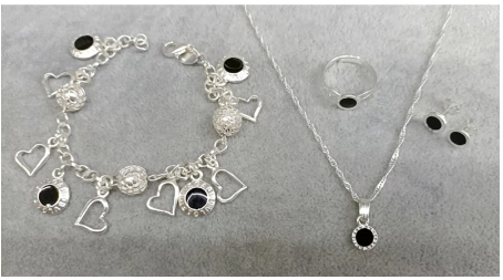 925 Silver Black Stone Jewelry Set 4in1
