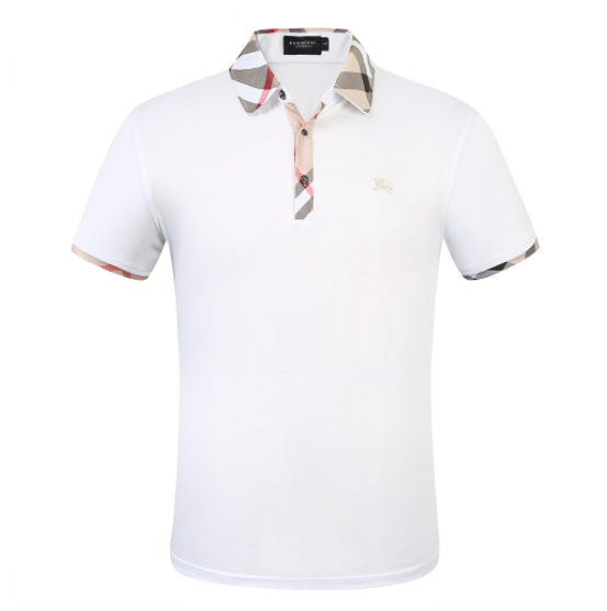 Bur_berry Men Polo Shirt Cotton Short Sleeve Polo Shirt Business Wear Casual Shirt