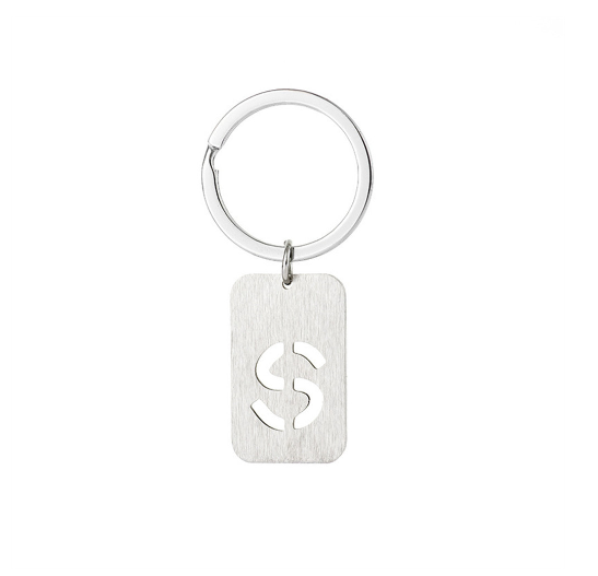 1Pcs Simple Stainless Steel 26 Letter Keychains Fashion Sliver Color Initials Keyrings Handbag Charms Ornaments Souvenir Gifts S