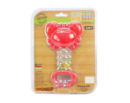 Baby Bliss Ocean Buddy Crab Rattle, Lead-Free - Developmental Toys