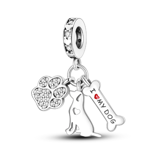 25 Sterling Silver Dog Bone Charm Suitable For Pandora Bracelet DIY 0041