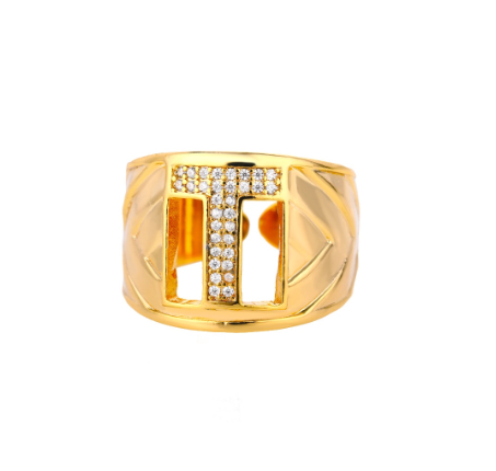 Fashion Initial Letter Rings For Women Finger Adjustable A-Z Alphabet Ring Jewelry T