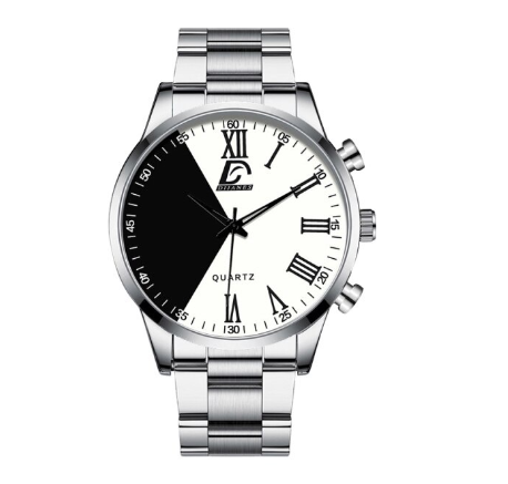 Luxury Gold Watch Men Fashion Minimalist Creative Two-color Splicing Watches Simple Men Business Stainless Steel Quartz Wristwatch STEEL SILVER WHITE