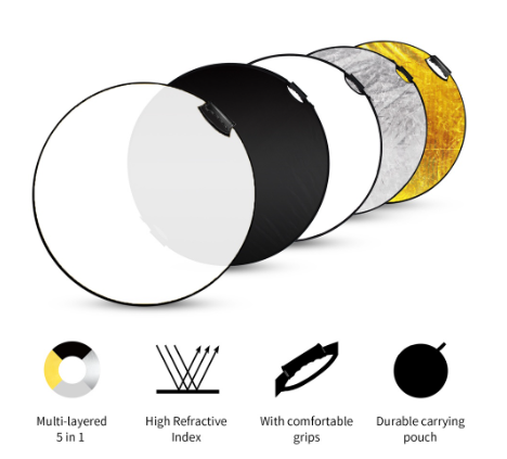 Selens 5 in1 Collapsible Reflector 24inch/60cm Portable Photography Lighting Reflector for Photo Shooting Studio
