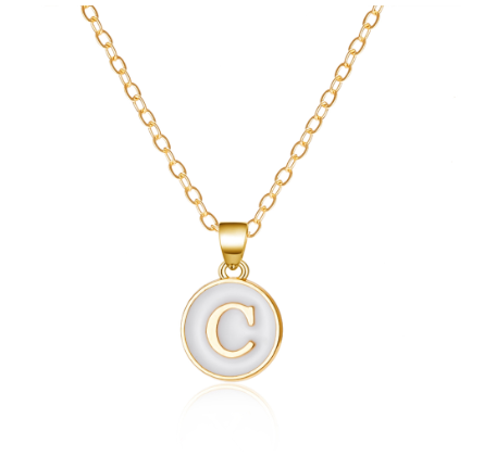 26 Initial Pendant Necklace Men's and Women's Fashion Simple Style Initial Pendant Gold Necklace Holiday Gift C