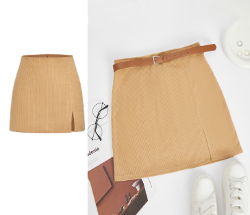 Lovito Women Split Skirt L62ED089 Khaki