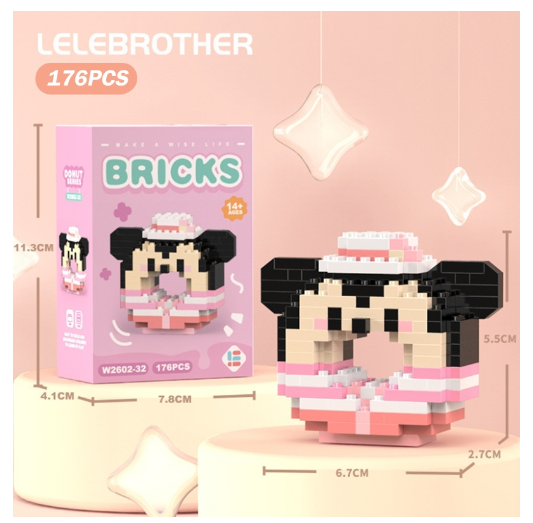 Lboyu Cute Cartoon Donut Building Block Ornaments Compatible with Lego Children's Toys M47
