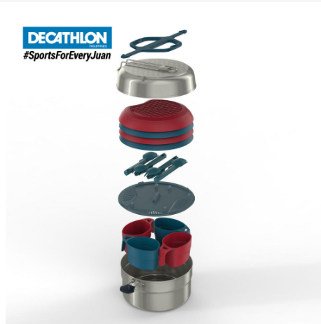 Decathlon Quechua MH500 Mountain Hiking Stainless-steel Cook set Non-stick Coating 4 People 3.5L