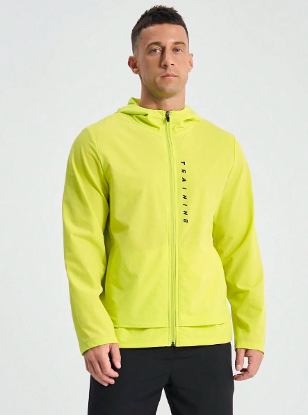 Manfinity Sport Corelite Men's Solid Color Casual Hooded Sports Jacket Workout Tops