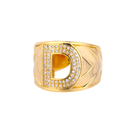 Fashion Initial Letter Rings For Women Finger Adjustable A-Z Alphabet Ring Jewelry D