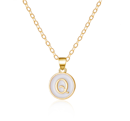 26 Initial Pendant Necklace Men's and Women's Fashion Simple Style Initial Pendant Gold Necklace Holiday Gift Q