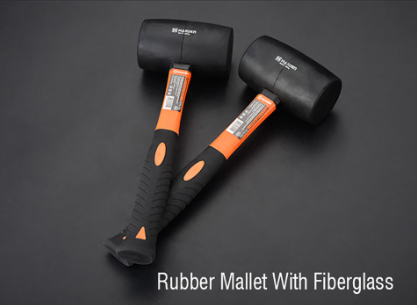 Harden 225g - 680g Rubber Mallet with Fibergalss Handle Black rubber head, Two colors fibreglass s