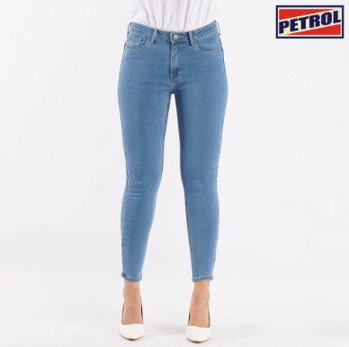 Petrol Ladies Basic Denim Hi Waist Pants Super Skinny Fitting Trendy Fashion 147092-U Light Shade