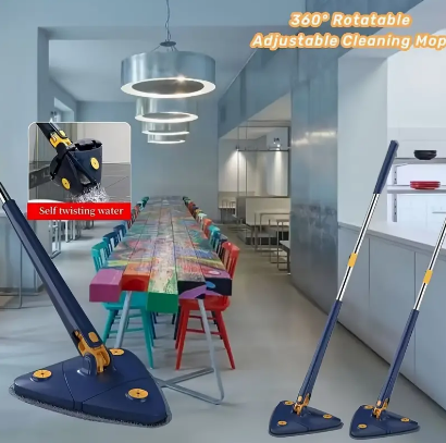 1pc 360° Rotatable Adjustable Cleaning Spin Mop, Long Handle Triangular Mop, Professional Long Window Scratching Mop, For Floor/Ceiling/Corner/Glass Cleaning/Car
