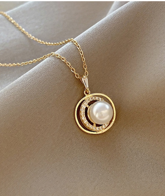 Zircon Wrapped Pearl Gold  Charms Choker Necklaces Pendants