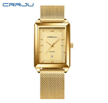 CRRJU Original Brand Men's Watch Square Dial Fashion Sports Analog Quartz Stainless Steel Waterproof 2197 X M2