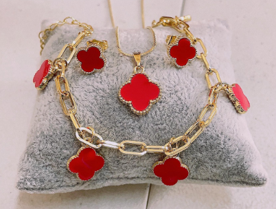 18k Bangkok gold 3in1 earring bracelet necklace