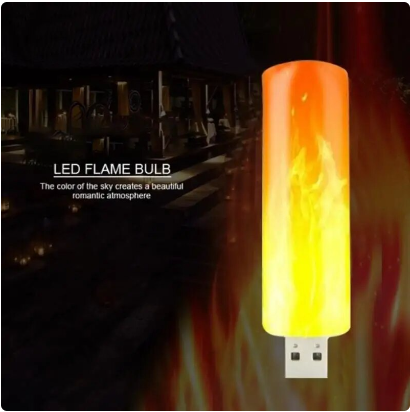 USB LED Light Gadget Simulation Flame Ambient Light Flashing Candle Book Light Suitable for Outdoor Camping Lighting USB Gadgets