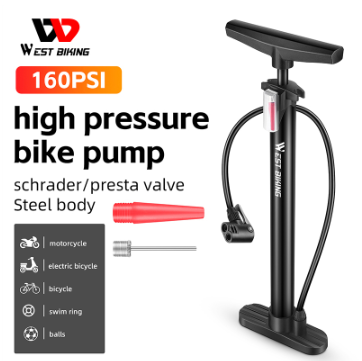 WEST BIKING Portable 160PSl Pump High Pressure Bicycle Air Fork Shock Pump With Gauge Road Bike Tire inflator MTB Accessories
