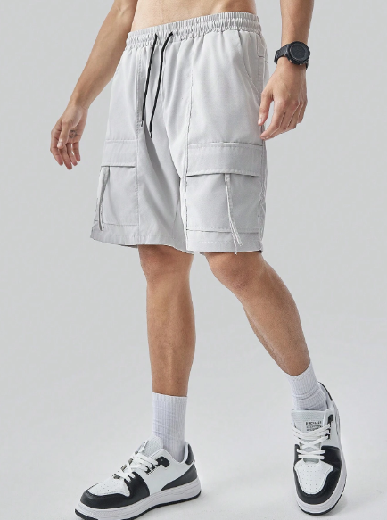 Manfinity EZcore Men's Multi-Pocket Cargo Shorts With Drawstring Waist And Casual Fit