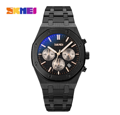 SKMEI Quartz Watch Waterproof Stainless Steel Zinc Alloy Men 9296 ALL BLACK
