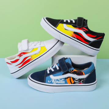 New Skate Canvas Shoes for Kids boy Velcro Rubber Casual Shoes for Kids