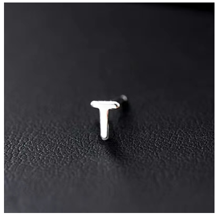 A-Z Initial Letter Stud Earrings for Women Girls Birthday Gift Silver Plated 26 Alphabet Name Ear Piercing Jewelry T