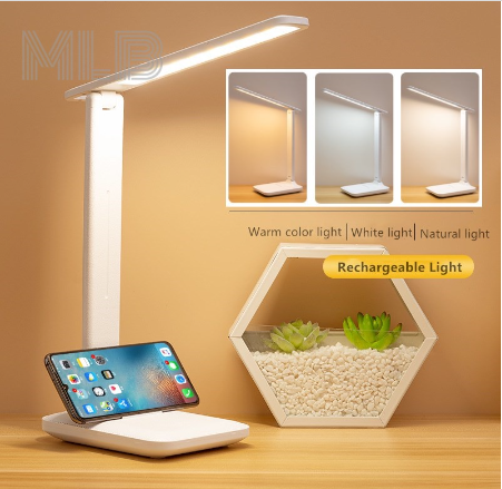 LED Desk Lamp USB Study Lamp Stepless Dimming Table Lamp Rechargeable Foldable Student Reading Light