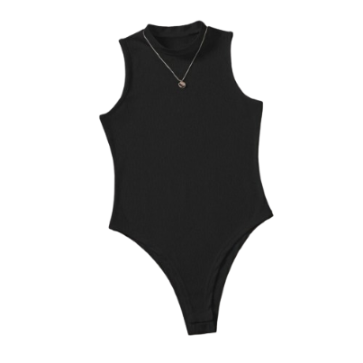 Lovito Women Basic Bodysuits LNE31011 (White/Black)