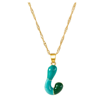 Fashion Simple English Capital A-Z Necklace Colorful 26 Letters Necklaces For Men And Women Jewelry Gifts Drip Oil Summer Letter J