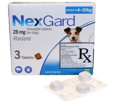 NexGard Chewable Tablet for Medium Breed Dogs >4-10kg / 10-24lbs (3 tablets)