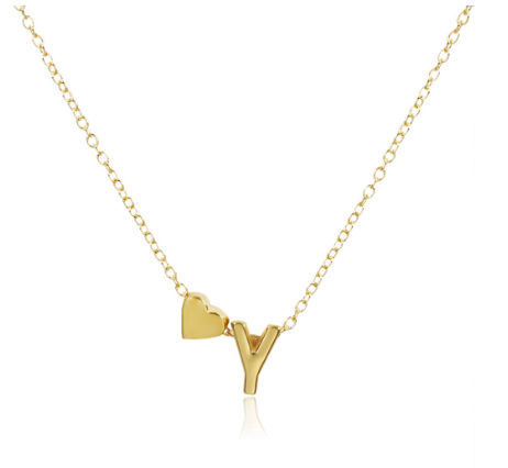 Necklace 26 Letter Pendant Necklace Women Peach Heart Shaped Clavicle Chain Necklace Accessories Y