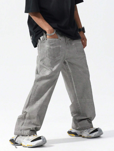 Men's Relaxed Fit Washed Distressed Cotton Casual Pants
