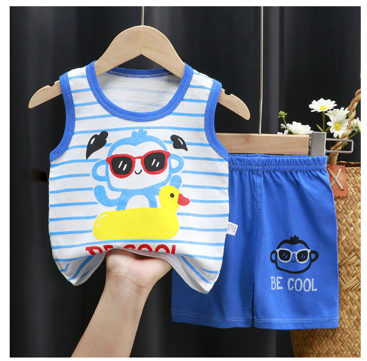For Baby Boys & Kids Sleeveless Shorts Set Pure Cotton Summer Outfits For Boy S6