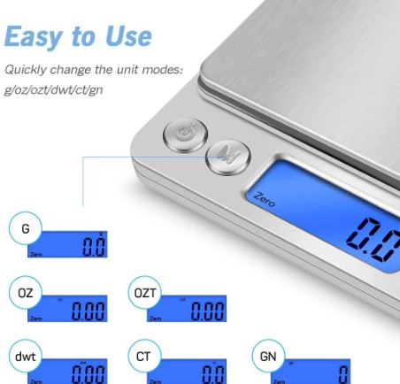 Food Weighing Scale Digital Kitchen Scale Weight Grams Cooking Baking 3kg/0.1g and 500g/0.01g