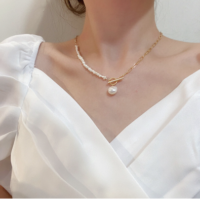Natural freshwater Pearl Necklace clavicle chain Baroque pearl