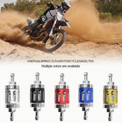 8mm/0.31" CNC Aluminum Alloy Glass Motorcycle Gas Fuel Gasoline Oil Filter Moto Accessories For ATV Dirt Pit Bike Motorcycle