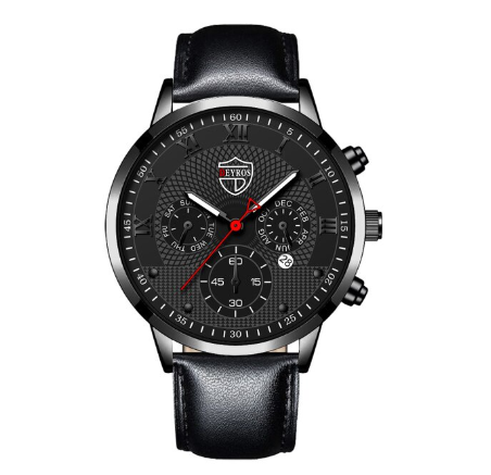 Men's Watch Sale Men's Waterproof Business Quartz Wristwatch Relo Ng Kalalakihan LEATHER ALL BLACK