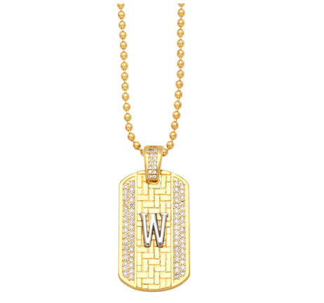Luxury 18K Gold Plated Stainless Steel Ball Bead Chain 26 Letter Necklace Capital Initial Letter Name Pendant Nameplate Necklace Women W