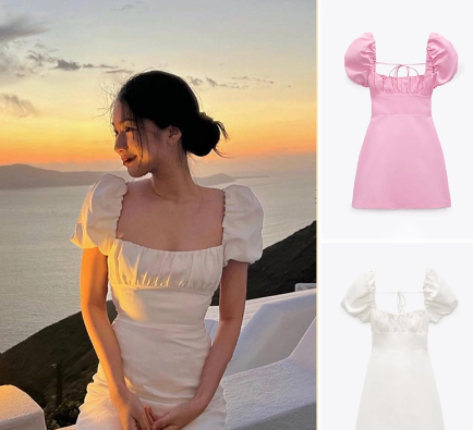 Solid Color Tie Back Linen Short Sleeve Dress