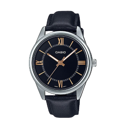 Casio Black Leather Strap Watch for Men