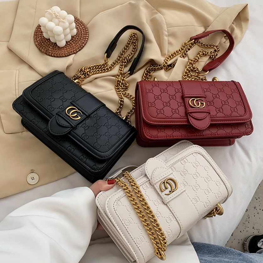 Luxury Leather Sling Bags for Women Chain Bags Vintage Designer Handbag Chain Shoulder Bags
