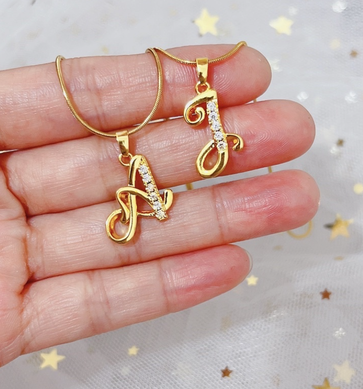 18k Gold Plated English Initials Pendant Necklace Accessories for Women
