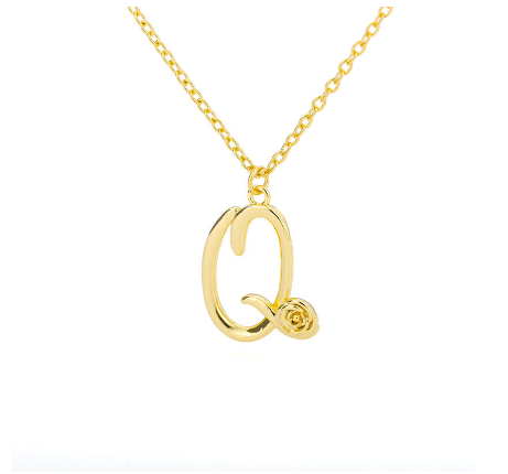 Dainty Gold Letter Necklace Tiny 26 Capital A-Z Pendant Choker Necklace,Cute Personalized Name Necklace Gold Jewelry Necklace Q