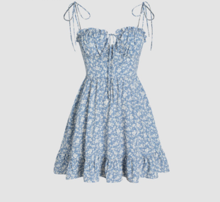 Lovito Women Lace Up Dress L55Ad107 Blue