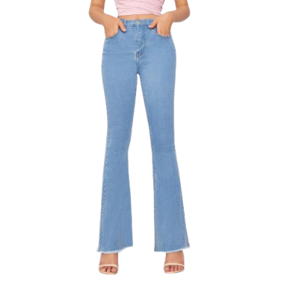 Lovito Women Raw Hem Pocket Jeans LBE02063 (Blue)